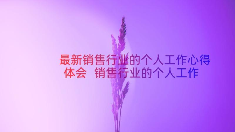 最新销售行业的个人工作心得体会 销售行业的个人工作总结(实用11篇)