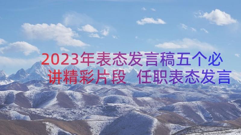 2023年表态发言稿五个必讲精彩片段 任职表态发言稿(优秀8篇)