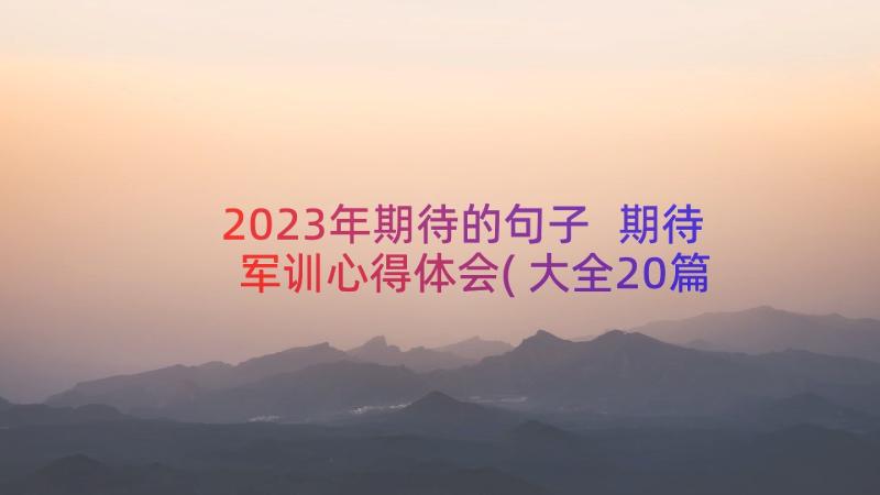 2023年期待的句子 期待军训心得体会(大全20篇)