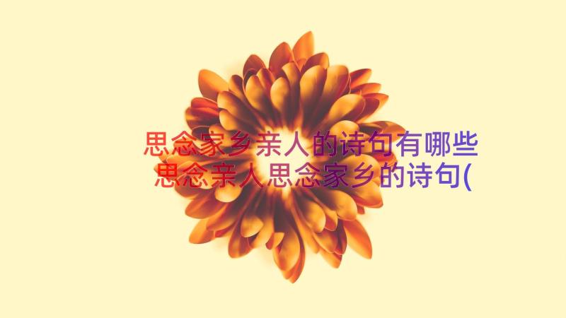 思念家乡亲人的诗句有哪些 思念亲人思念家乡的诗句(优质19篇)