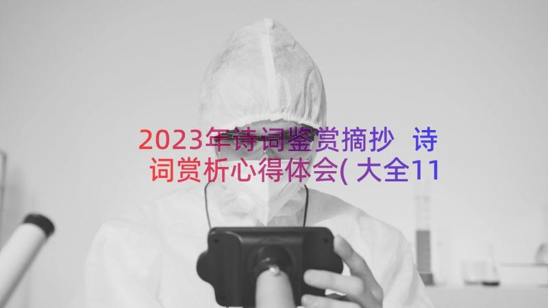 2023年诗词鉴赏摘抄 诗词赏析心得体会(大全11篇)
