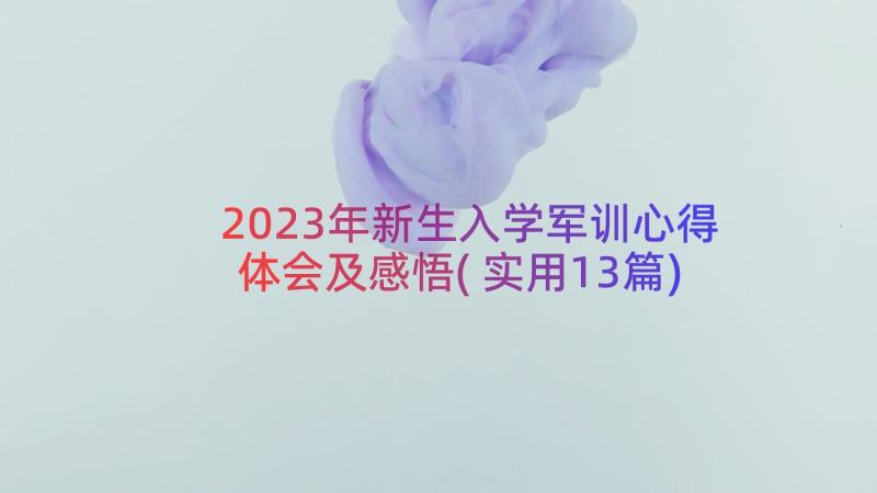 2023年新生入学军训心得体会及感悟(实用13篇)