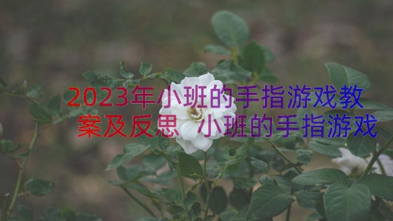 2023年小班的手指游戏教案及反思 小班的手指游戏教案(实用14篇)