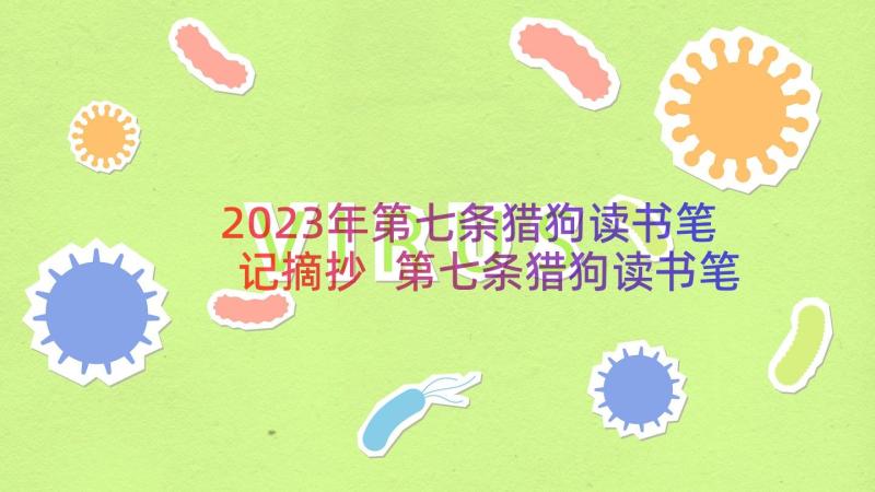 2023年第七条猎狗读书笔记摘抄 第七条猎狗读书笔记(模板9篇)