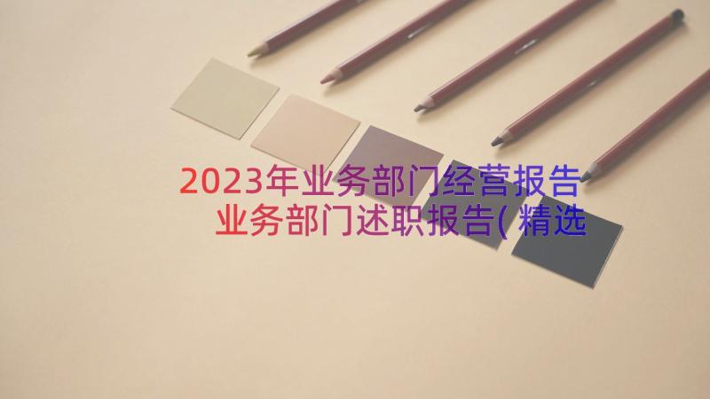 2023年业务部门经营报告 业务部门述职报告(精选8篇)