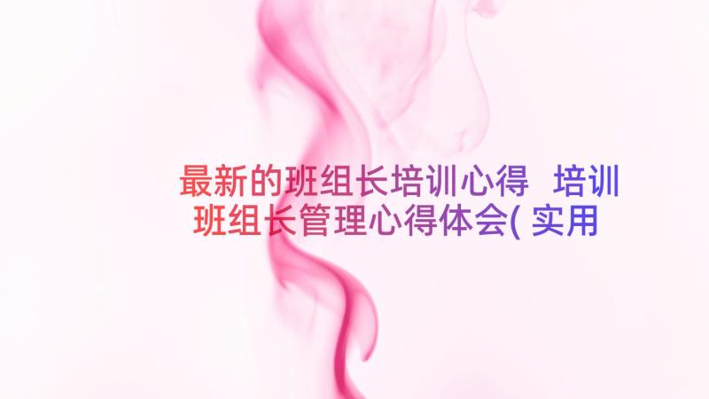 最新的班组长培训心得 培训班组长管理心得体会(实用16篇)