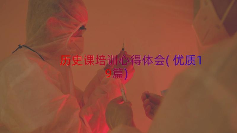 历史课培训心得体会(优质19篇)