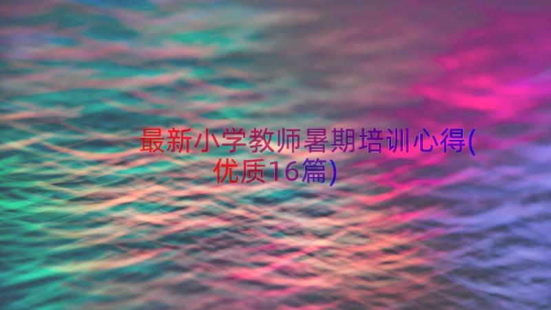 最新小学教师暑期培训心得(优质16篇)