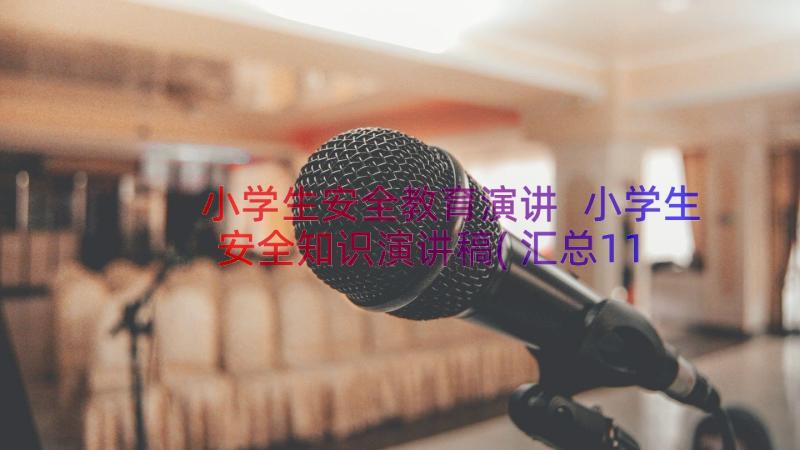 小学生安全教育演讲 小学生安全知识演讲稿(汇总11篇)