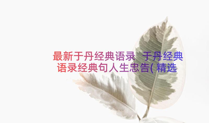 最新于丹经典语录 于丹经典语录经典句人生忠告(精选5篇)