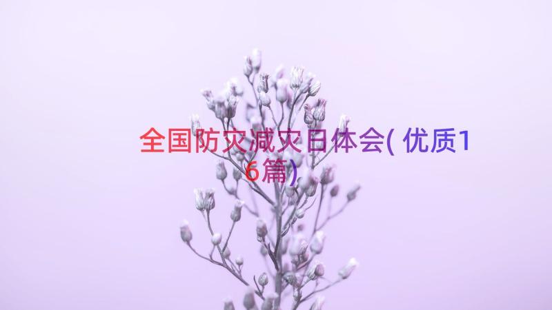 全国防灾减灾日体会(优质16篇)