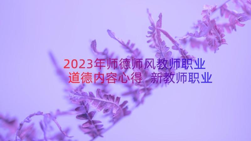 2023年师德师风教师职业道德内容心得 新教师职业道德规范心得体会(通用12篇)