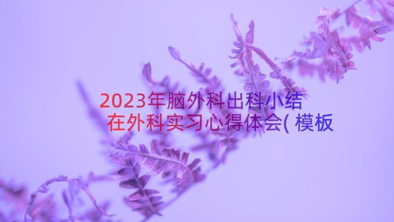 2023年脑外科出科小结 在外科实习心得体会(模板15篇)
