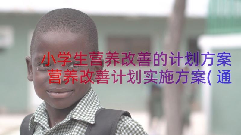 小学生营养改善的计划方案 营养改善计划实施方案(通用8篇)