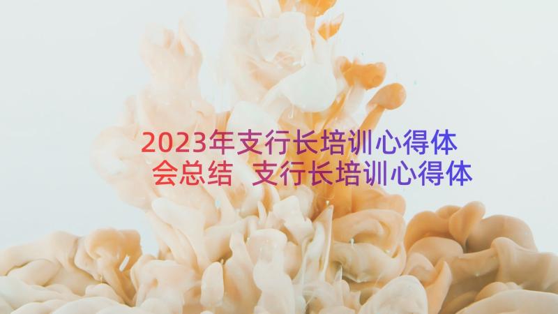 2023年支行长培训心得体会总结 支行长培训心得体会(优质8篇)