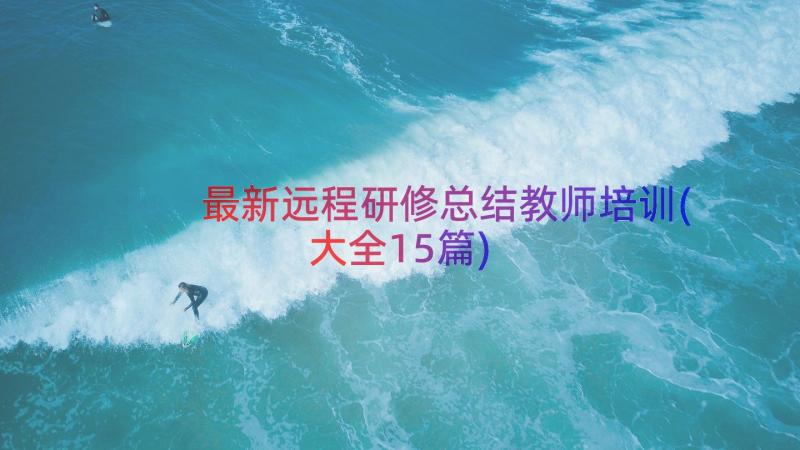 最新远程研修总结教师培训(大全15篇)