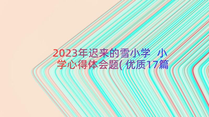 2023年迟来的雪小学 小学心得体会题(优质17篇)