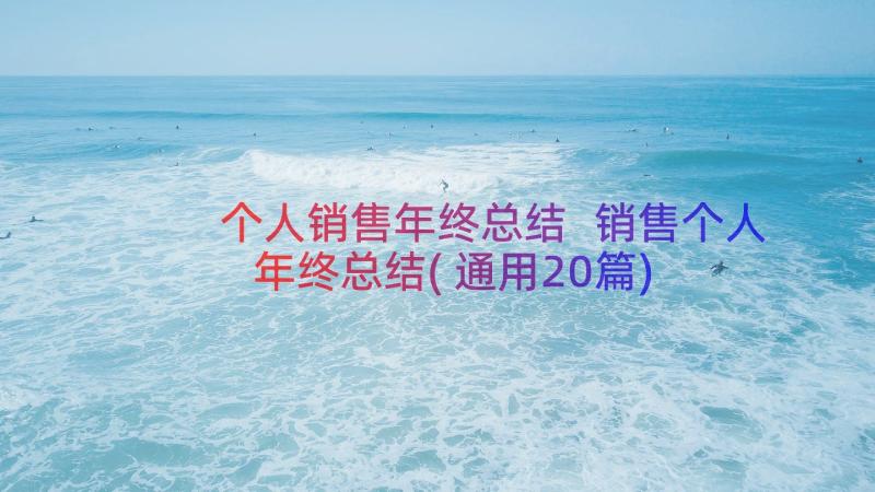 个人销售年终总结 销售个人年终总结(通用20篇)