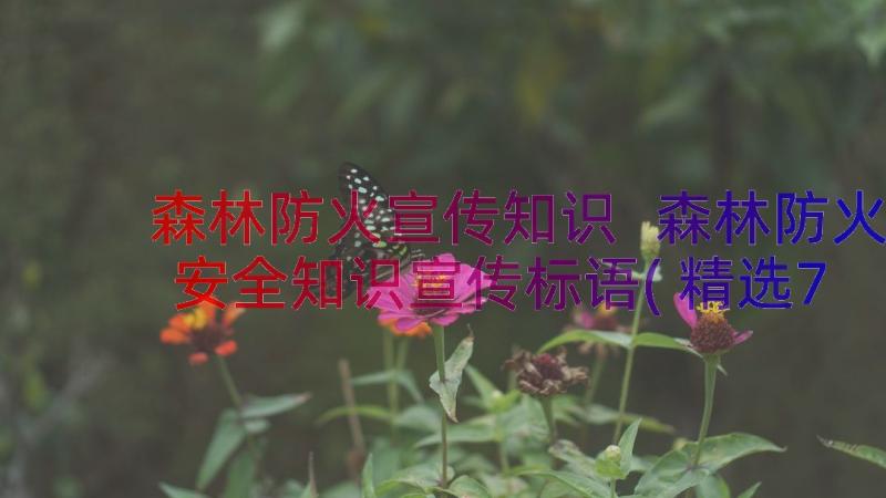 森林防火宣传知识 森林防火安全知识宣传标语(精选7篇)