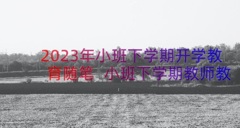 2023年小班下学期开学教育随笔 小班下学期教师教育随笔(模板8篇)