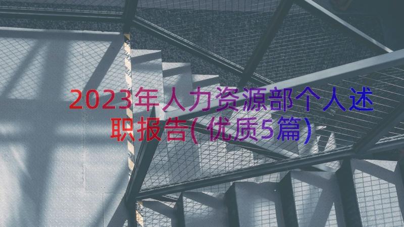 2023年人力资源部个人述职报告(优质5篇)