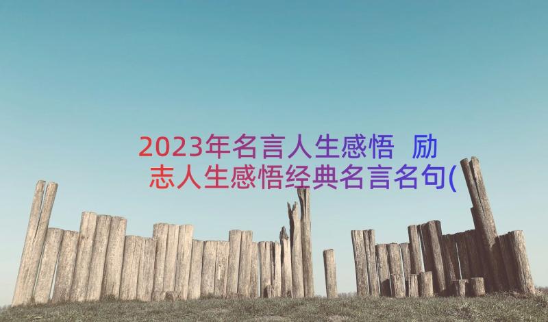 2023年名言人生感悟 励志人生感悟经典名言名句(大全8篇)