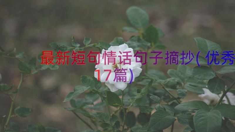 最新短句情话句子摘抄(优秀17篇)