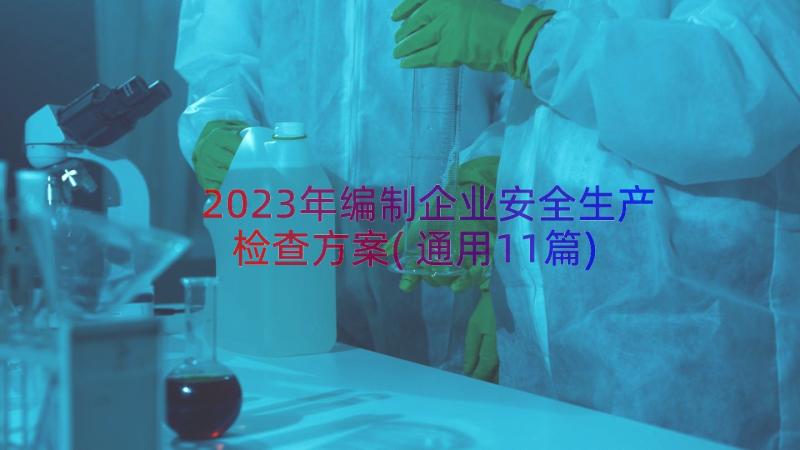 2023年编制企业安全生产检查方案(通用11篇)