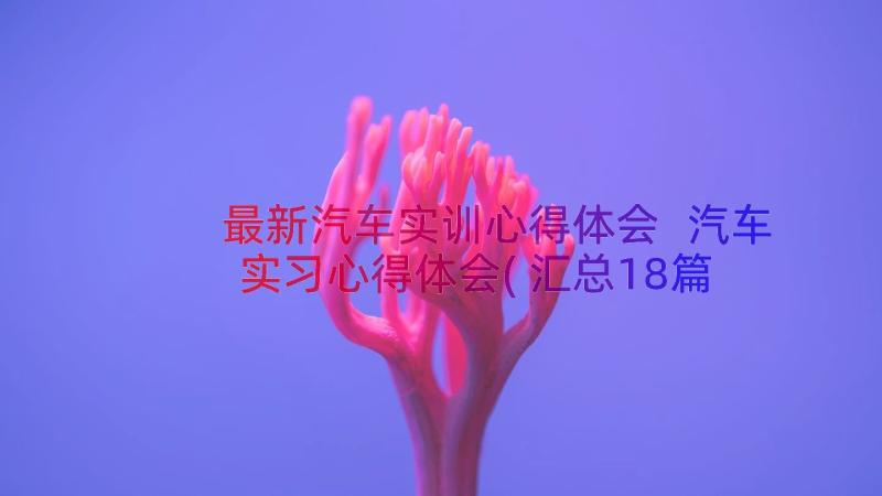 最新汽车实训心得体会 汽车实习心得体会(汇总18篇)