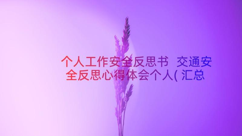 个人工作安全反思书 交通安全反思心得体会个人(汇总17篇)