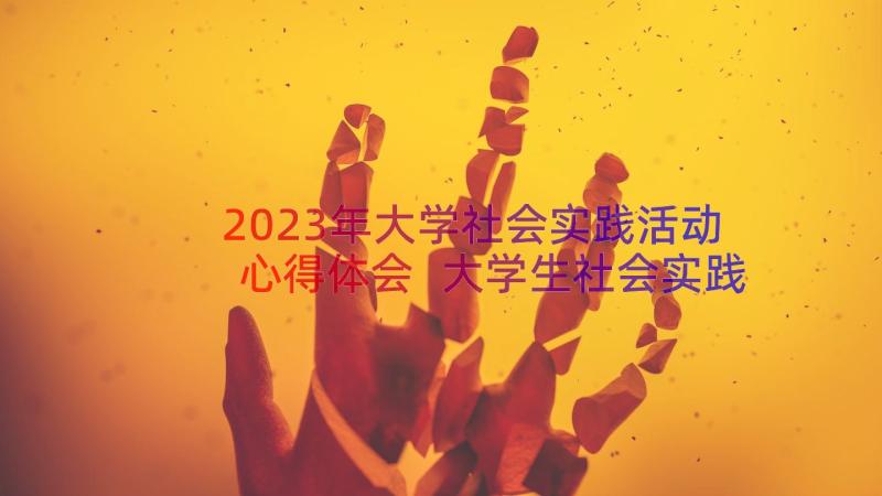 2023年大学社会实践活动心得体会 大学生社会实践活动心得(优秀8篇)