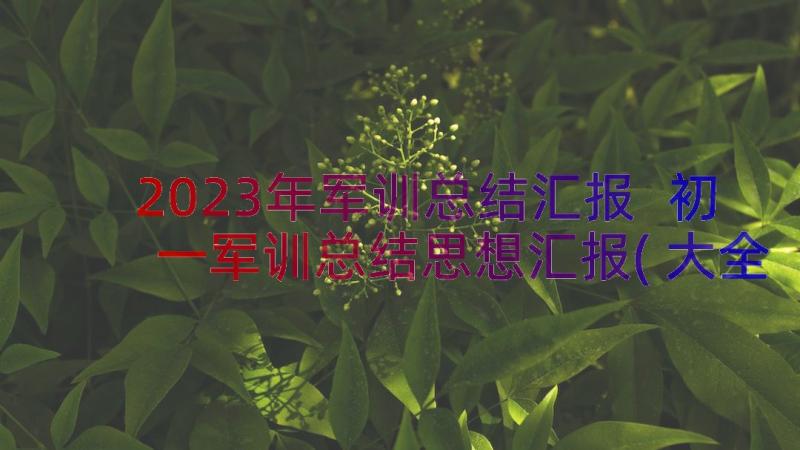 2023年军训总结汇报 初一军训总结思想汇报(大全9篇)