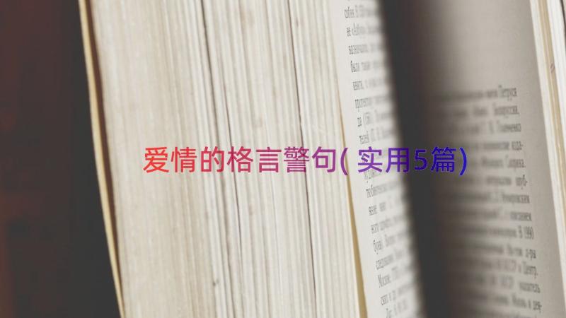 爱情的格言警句(实用5篇)