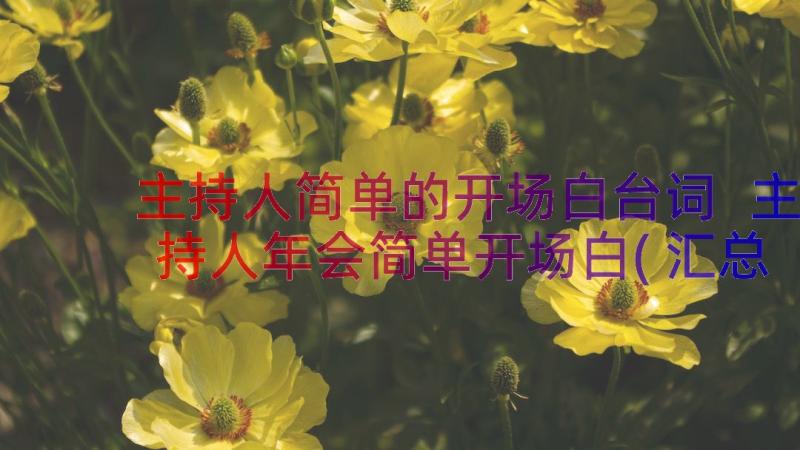 主持人简单的开场白台词 主持人年会简单开场白(汇总8篇)