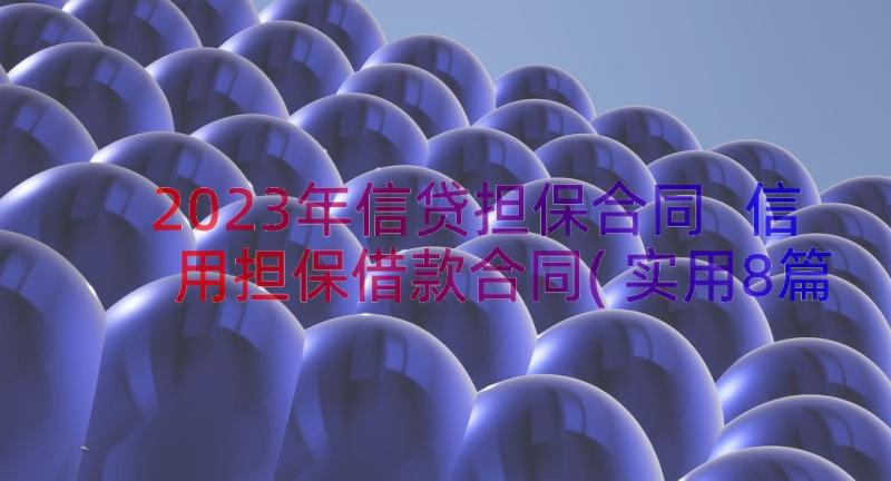 2023年信贷担保合同 信用担保借款合同(实用8篇)