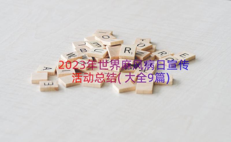 2023年世界麻风病日宣传活动总结(大全9篇)