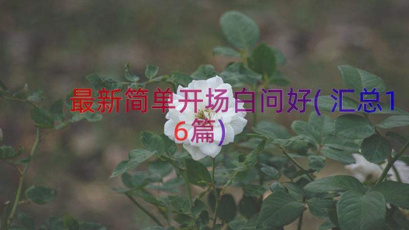 最新简单开场白问好(汇总16篇)