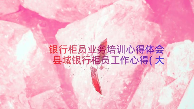 银行柜员业务培训心得体会 县域银行柜员工作心得(大全11篇)