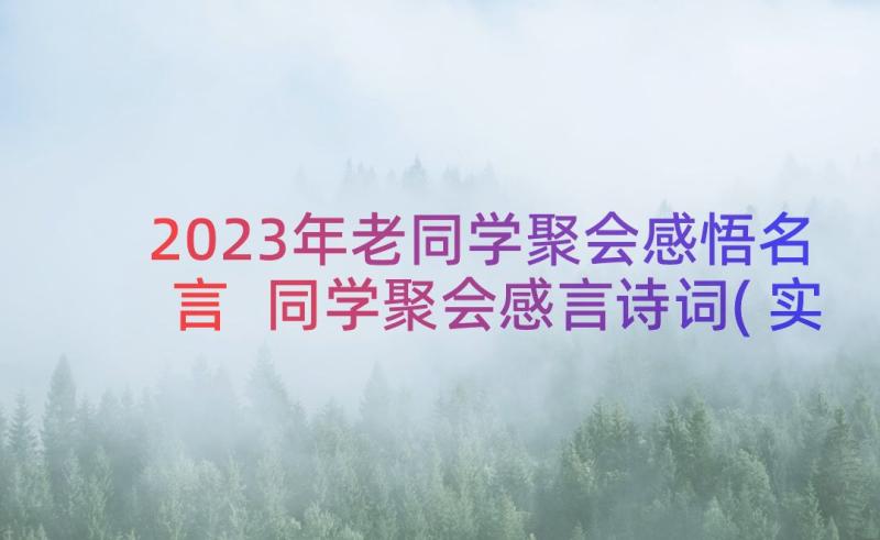 2023年老同学聚会感悟名言 同学聚会感言诗词(实用8篇)