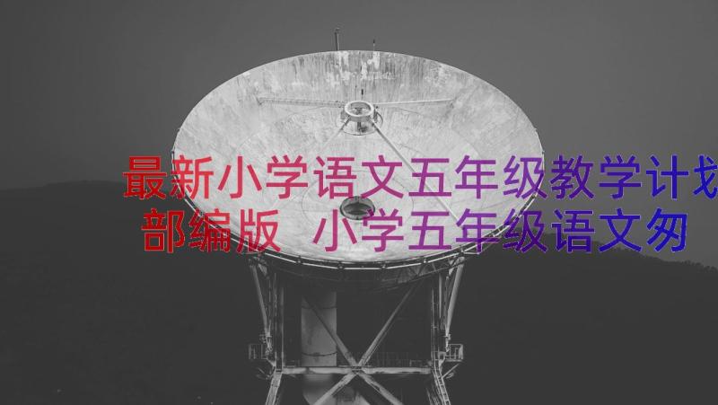 最新小学语文五年级教学计划部编版 小学五年级语文匆匆教材教案(汇总8篇)