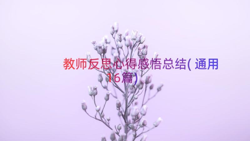 教师反思心得感悟总结(通用16篇)