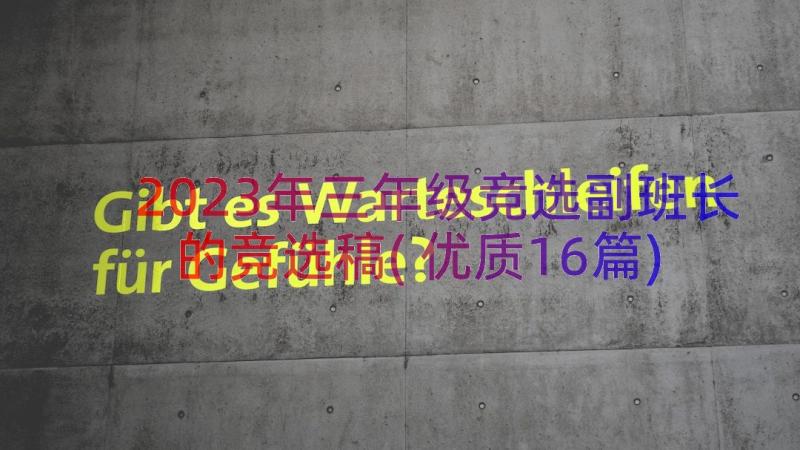 2023年三年级竞选副班长的竞选稿(优质16篇)