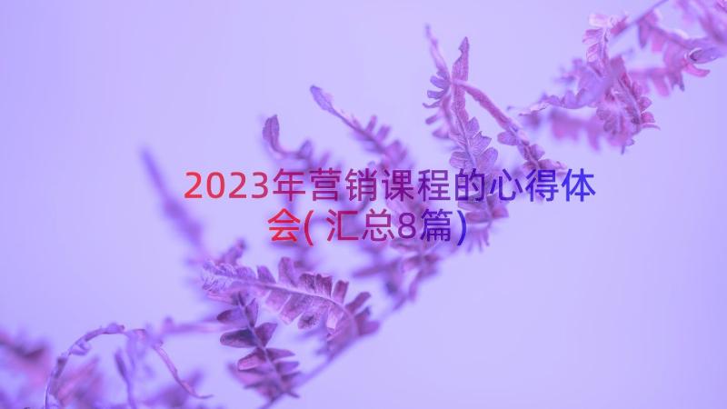 2023年营销课程的心得体会(汇总8篇)