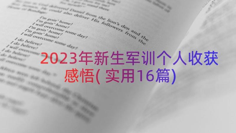 2023年新生军训个人收获感悟(实用16篇)