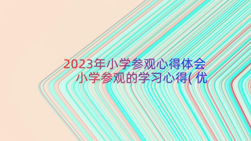 2023年小学参观心得体会 小学参观的学习心得(优质8篇)