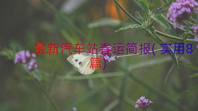 最新汽车站春运简报(实用8篇)