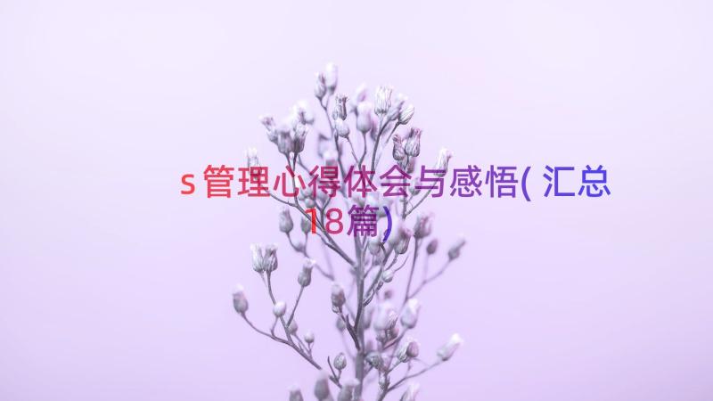 s管理心得体会与感悟(汇总18篇)