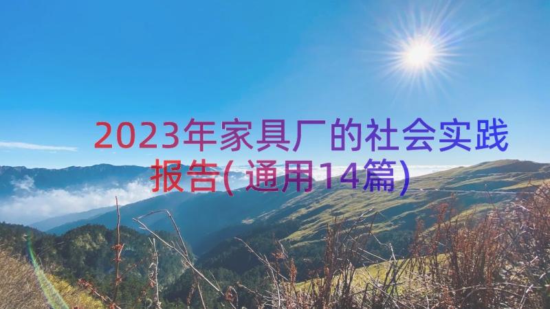 2023年家具厂的社会实践报告(通用14篇)