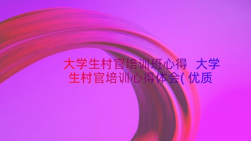 大学生村官培训班心得 大学生村官培训心得体会(优质19篇)