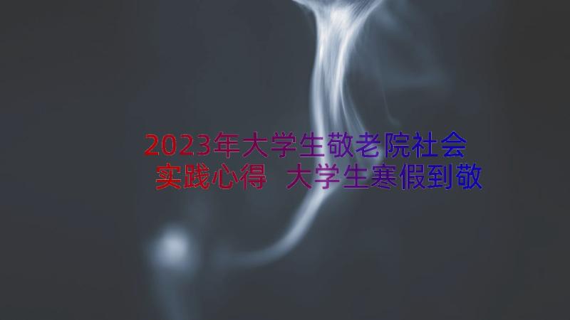 2023年大学生敬老院社会实践心得 大学生寒假到敬老院社会实践心得体会(模板8篇)